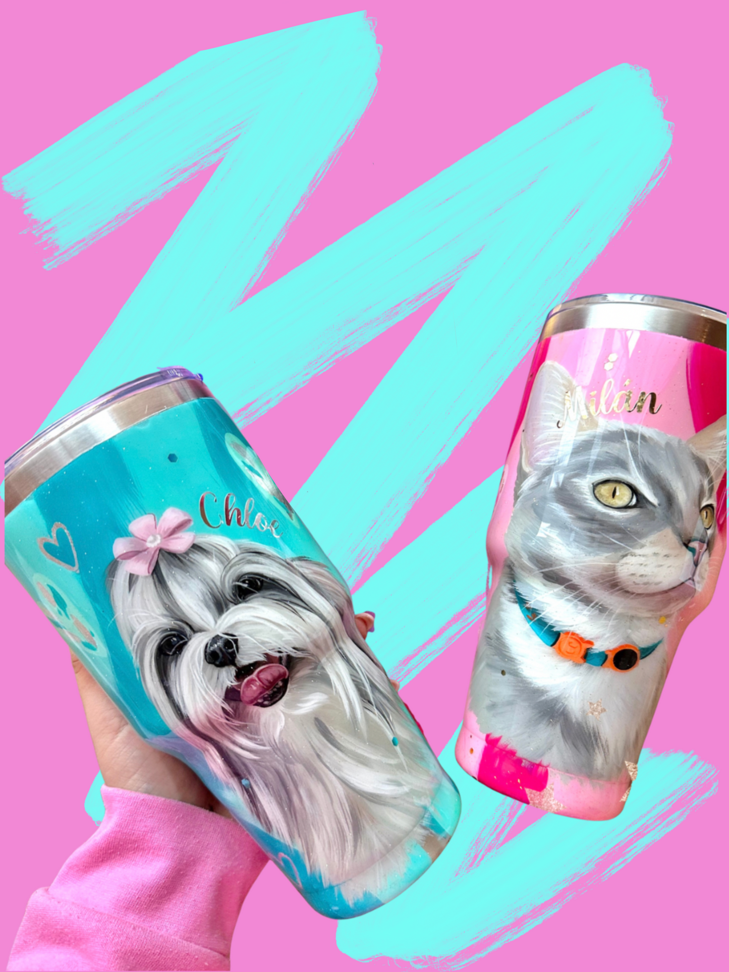 Hand-Painted Stainless Steel Tumbler - 30 oz