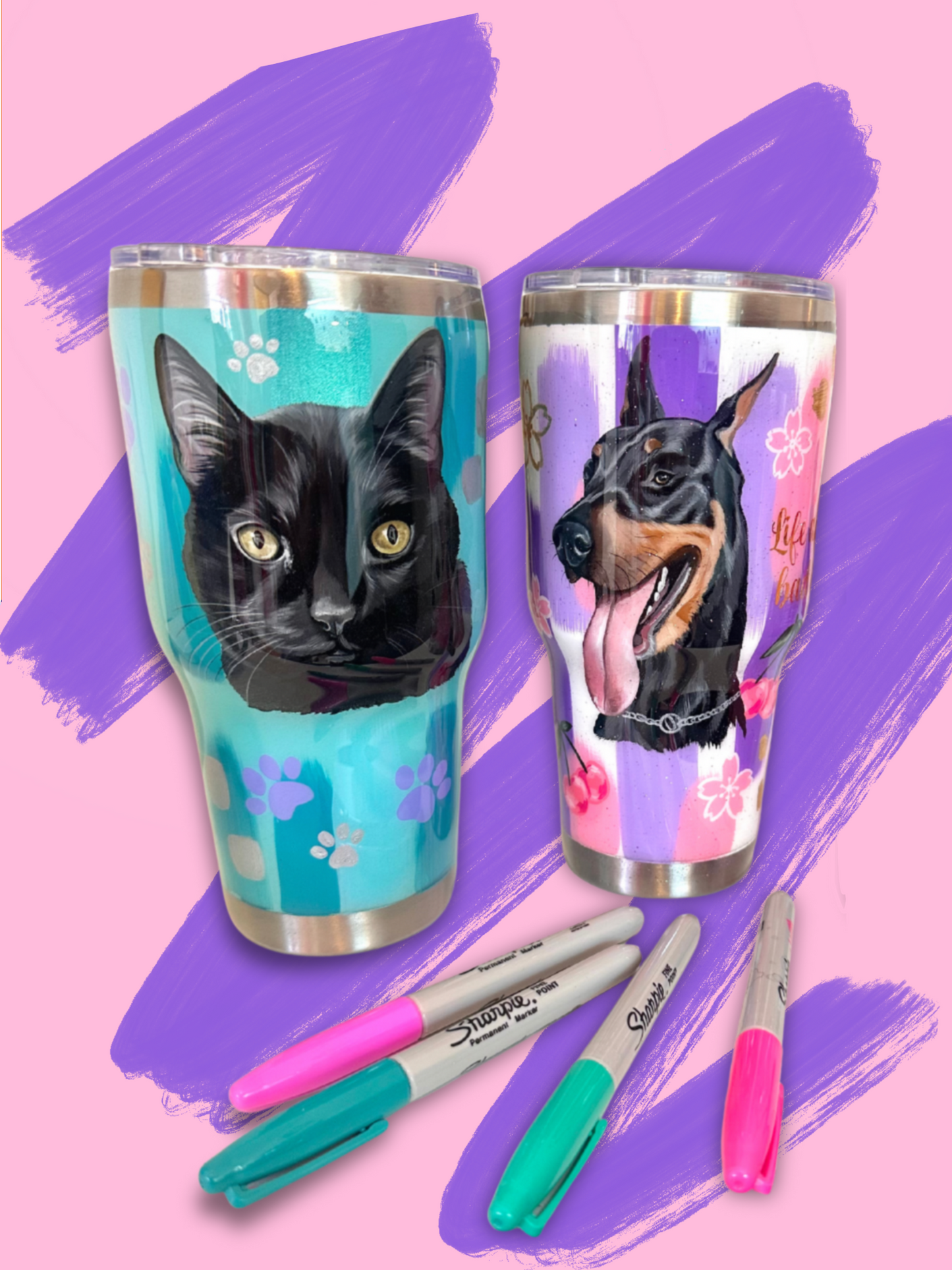 Hand-Painted Stainless Steel Tumbler - 30 oz