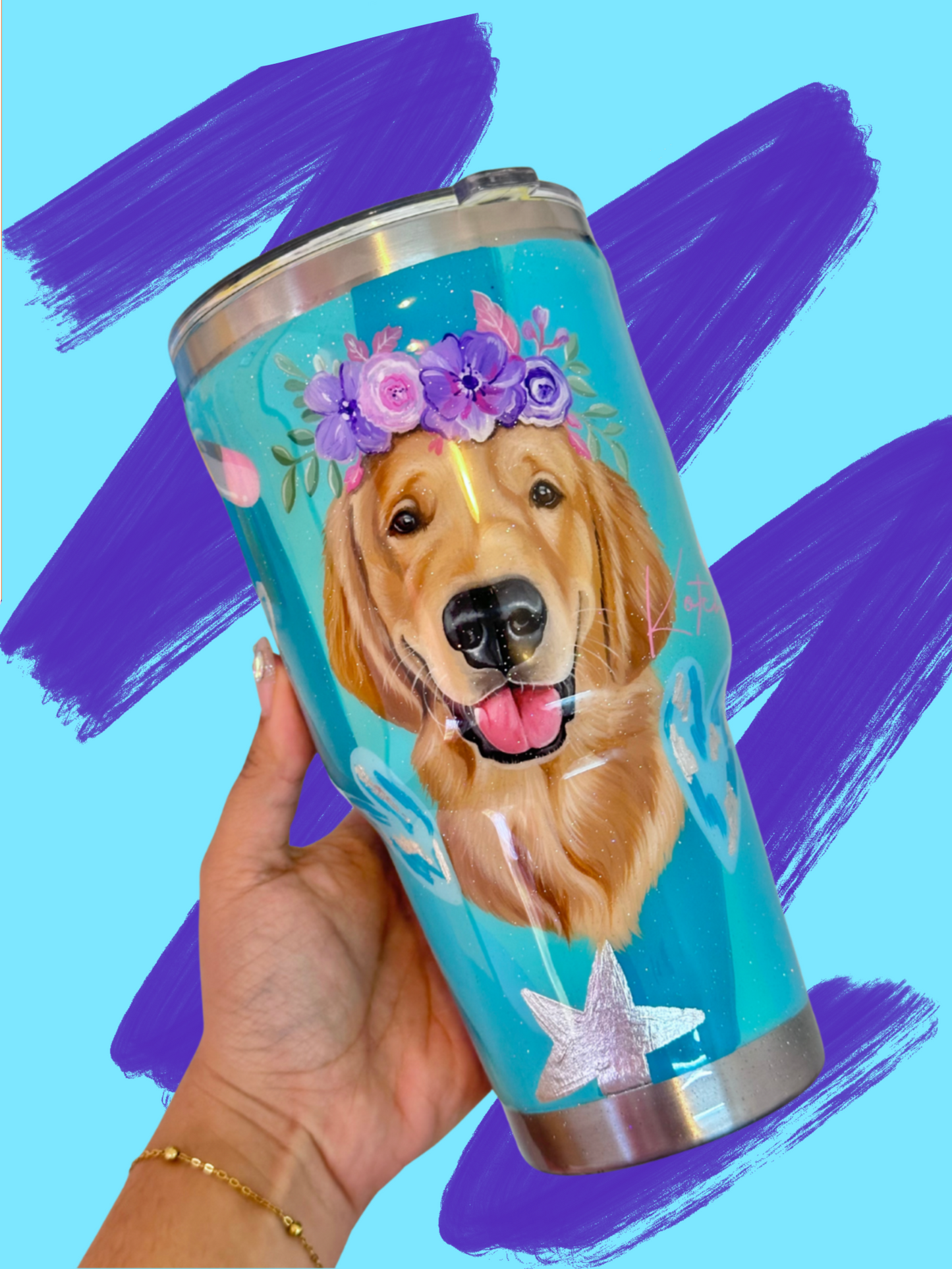 Hand-Painted Stainless Steel Tumbler - 30 oz