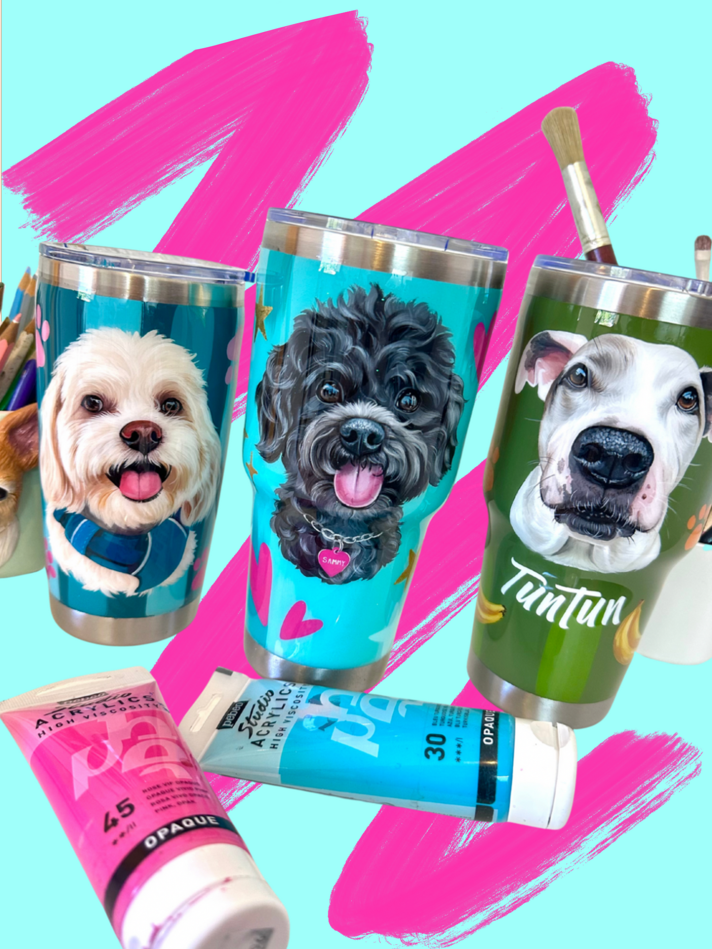 Hand-Painted Stainless Steel Tumbler - 30 oz