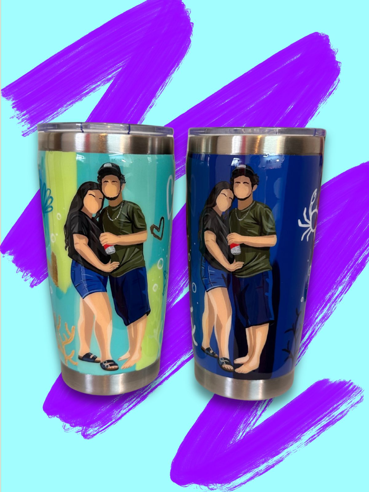 Hand-Painted Stainless Steel Tapered Tumbler - 20 oz