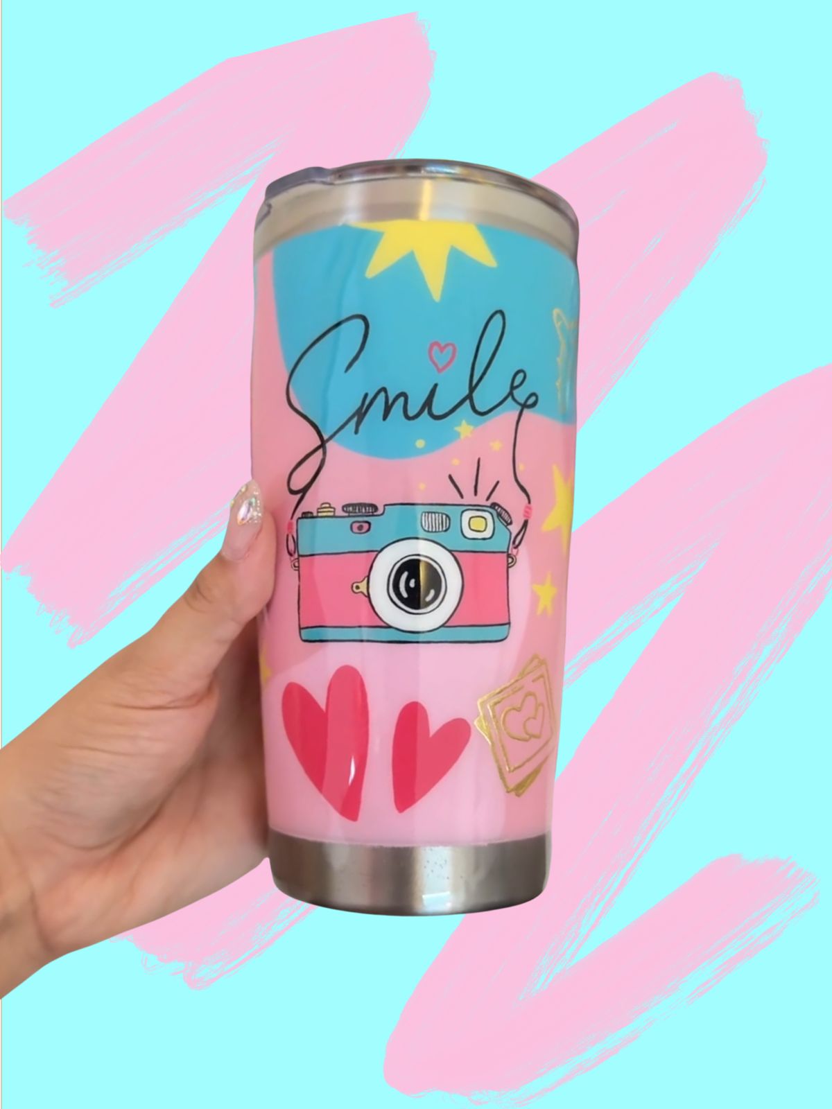 Hand-Painted Stainless Steel Tapered Tumbler - 20 oz